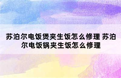 苏泊尔电饭煲夹生饭怎么修理 苏泊尔电饭锅夹生饭怎么修理